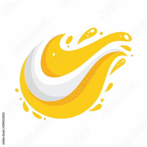 Abstract Yellow and White Swirl with Splashes