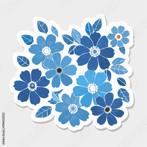Blue Floral Pattern Sticker
