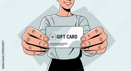 Man holding a gift card.