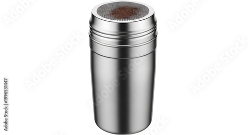 Stainless steel spice shaker with transparent background