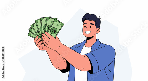 Man holding a lot of money.