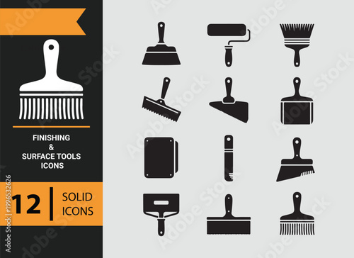 Finishing Surface Tools Smooth Carpentry Icons Set
