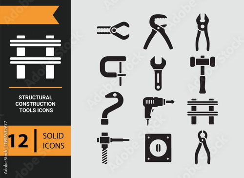 Structural Construction Tools Engineering Building Icons Set