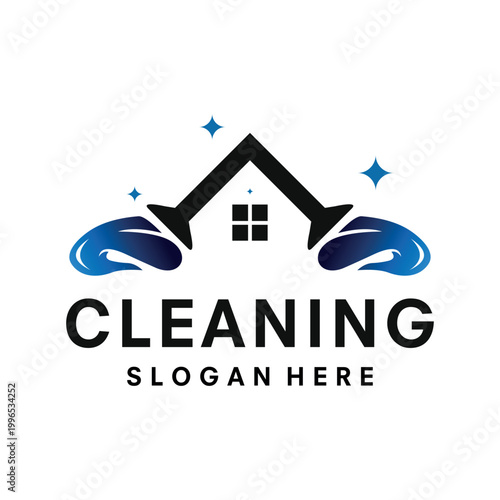 House cleaning service logo design template vector illustration