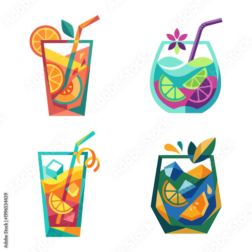 Refreshing Summer Cocktails and Drinks with Citrus Fruits and Ice Cubes, Perfect for Hot Weather Celebrations