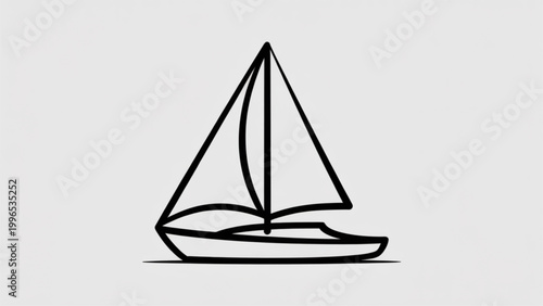 Minimalist sailboat icon with dotted rigging lines on white Vector