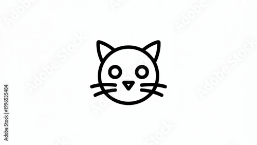 Slika na platnu Cute cartoon cat face with closed eyes and whiskers looking cheerful Vector