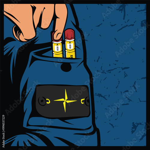 ultras casual hooligan football fans with pyro red flare sticker logo vector design