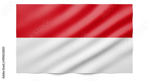 Free Download Waving Indonesian flag, red and white bicolor with fabric texture, studio shot - GFXLoad