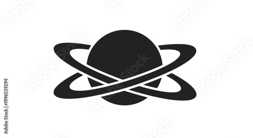 Stylized Planet with Rings Icon Design.