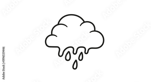 Simple Black Cloud with Rain Drops.