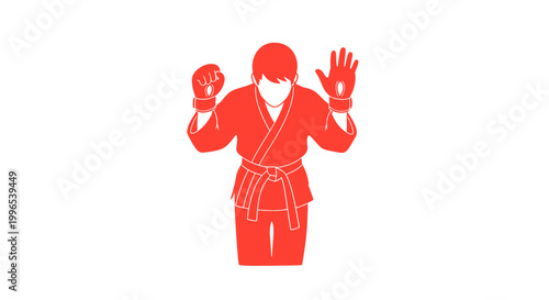 Karate Practitioner in Action Pose Illustration.