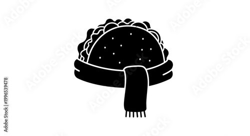 Black and White Illustration of a Turban.