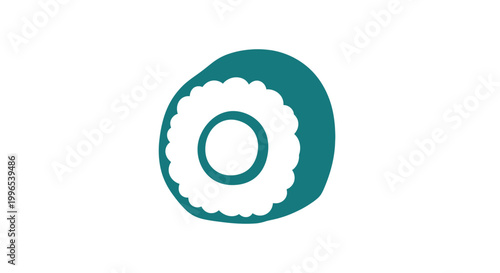 Simple Teal Donut Icon with White Frosting.