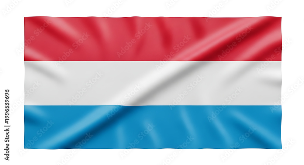 Obraz premium Waving Flag of Luxembourg with Red, White, and Blue Stripes, Studio Fabric Texture