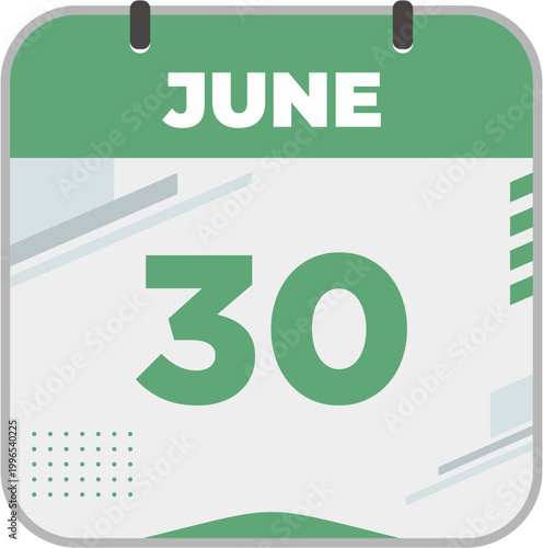 June 30 on calendar icon vector illustration