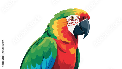 Colorful parrot perched with vibrant beak and feathers Vector