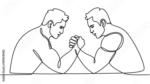 Two people arm wrestling in a casual setting Vector