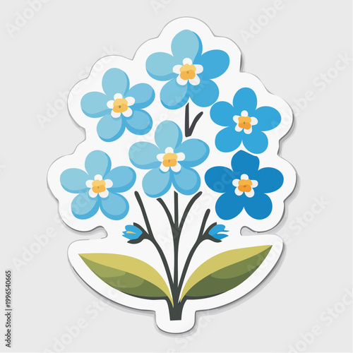 Stylized Blue Forget-Me-Not Flowers Illustration
