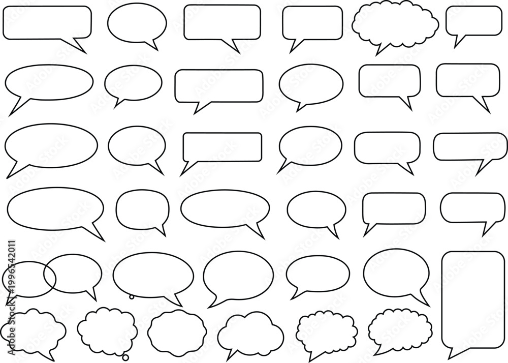 Fototapeta premium Speech bubble icon set. Vector speech bubbles and thought clouds collection. Communication Design Elements.