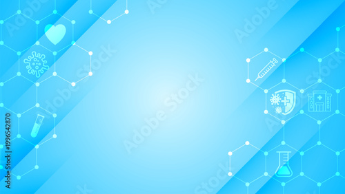 Blue medical healthcare wallpaper futuristic with geometric hexagon network background