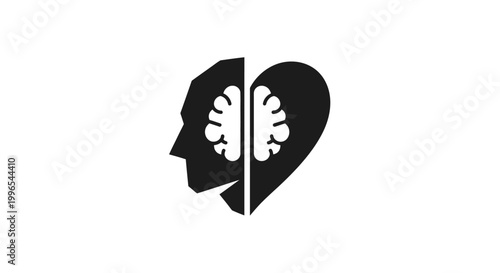 Brain and heart profile symbol.