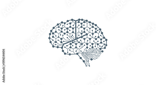 Brain Illustration with Dots.