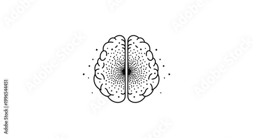 Brain Illustration with Dots.