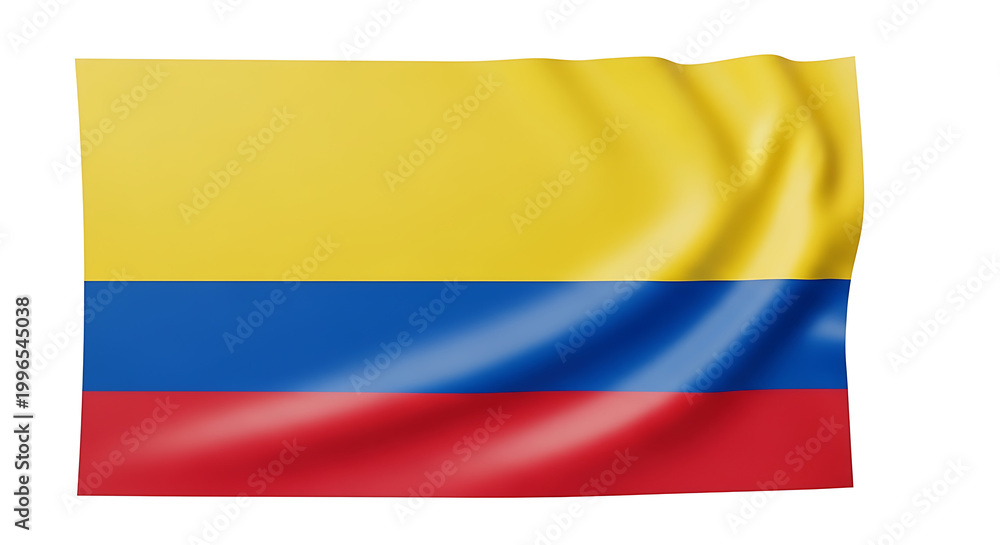 Obraz premium Waving Colombian Flag Isolated on White Background, National Symbol