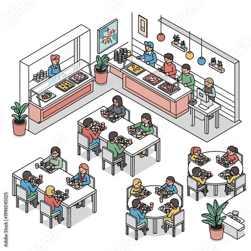 People eating at restaurant tables.