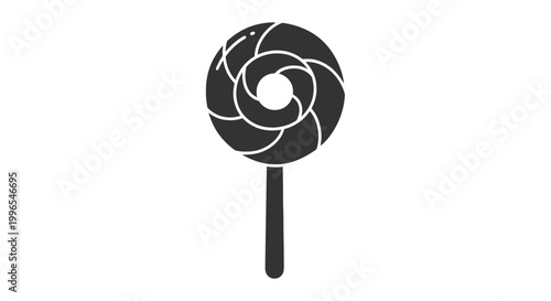 Black Lollipop with Spiral Design on Stick.