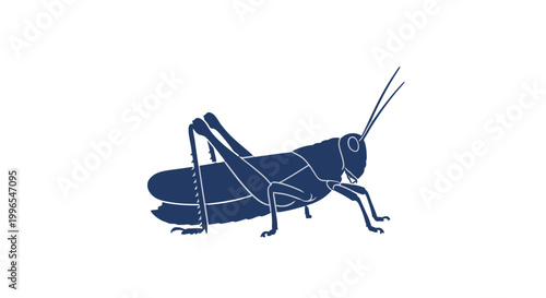 Blue Grasshopper Illustration Side View.