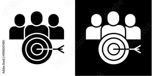 Target Market  Icon Set White Glyph Style Collection