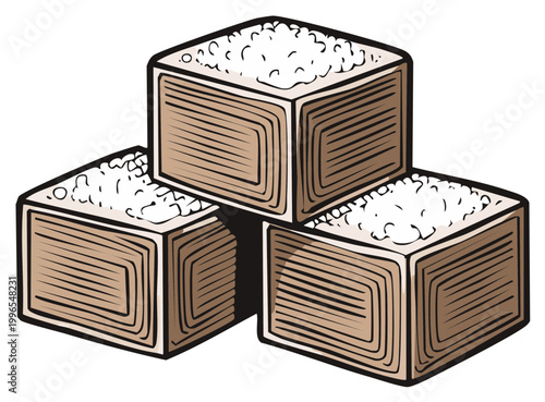 Illustration of salt cubes stacked together a dietary mineral for flavoring and preserving enhancing flavor of food additive
