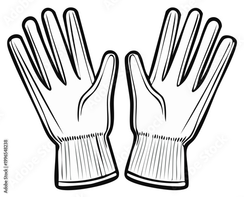 Pair of black and white gloves illustration. Protective workwear.