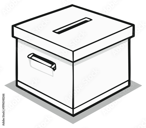 Isometric illustration of a ballot box with handle for voting