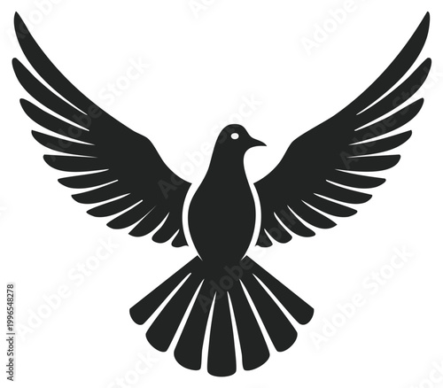 Elegant Dove in Flight Symbol of Peace and Freedom with Wings Spread Wide for Logos or Graphic Design