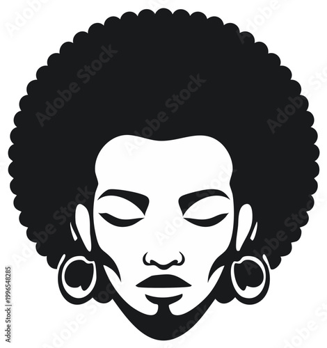 Woman with Afro and Statement Earrings Vector Illustration
