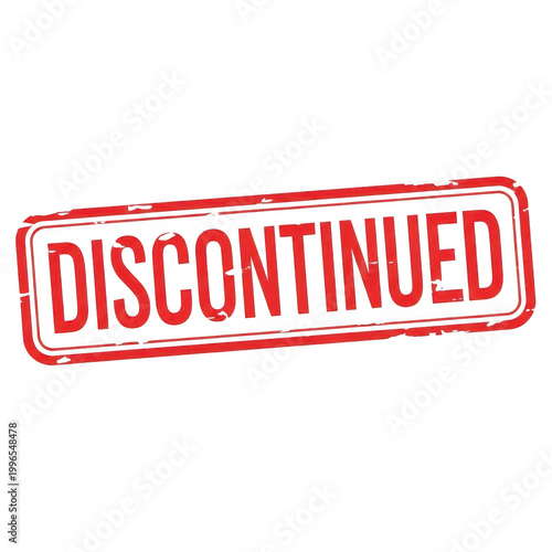 Red stamp indicating discontinued product status with bold text