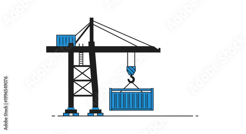 Industrial Crane Lifting Shipping Container.