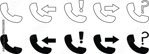 cell Phone icons set . Contact us symbol. Call sign pictogram, telephone signs template designs elements, Retro symbols, information icon vectors, incoming and outgoing call design, used for web page