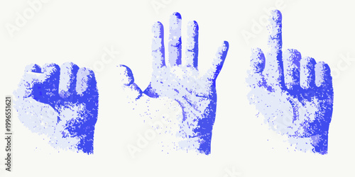 hand gestures with stippling effect on white background