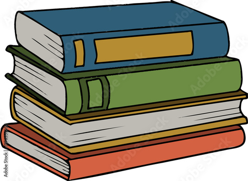 Stack of Books Illustration Educational Study Pile
