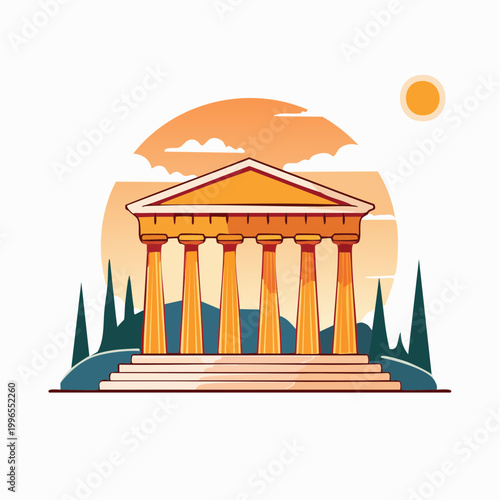 Ancient Greek Temple Illustration