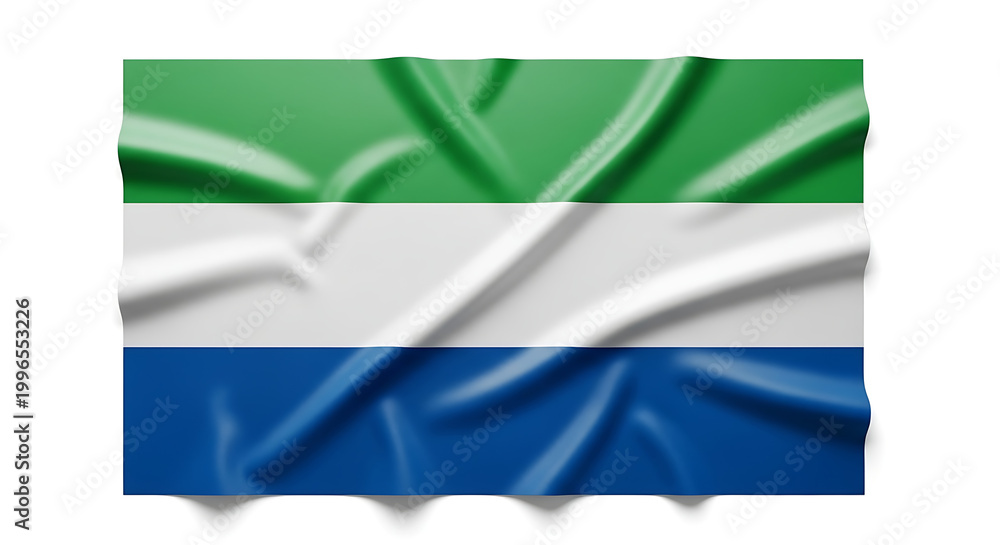 Obraz premium Sierra Leone Flag Waving with Realistic Texture and Shadows on White Background