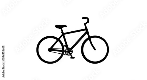 Simple Black Bicycle Illustration Side View.