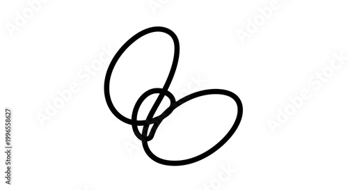 Three Black Rubber Bands Twisted Together.