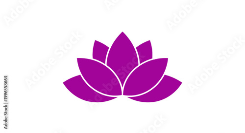 Purple Lotus Flower Icon Simple Design.