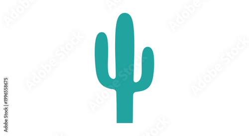 Simple Teal Cactus Icon Illustration.