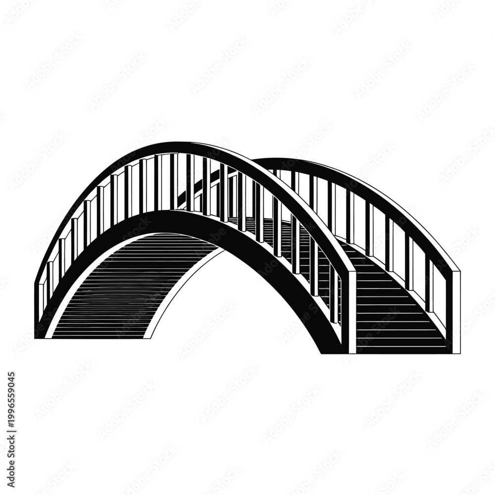 Obraz premium arch bridge silhouette on white background high quality